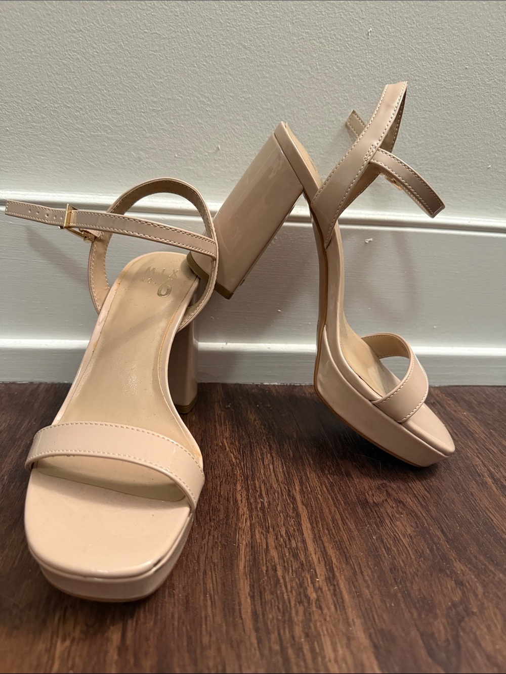 Mix No. 6 Nude Block Heel Sundra Sandals